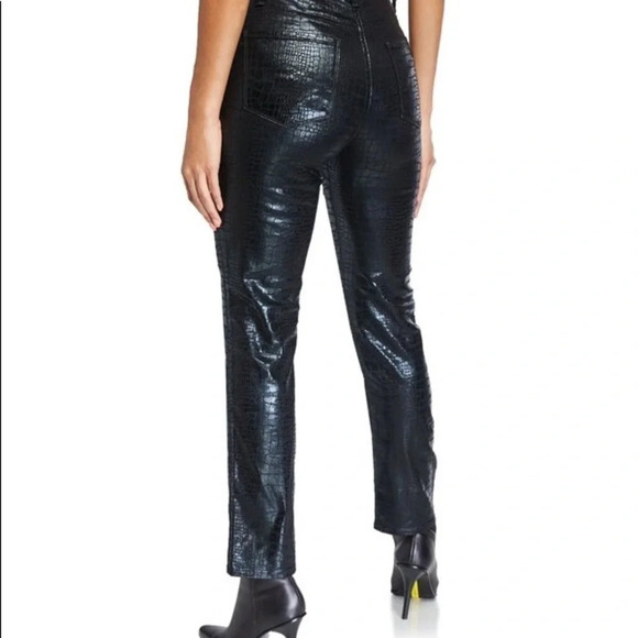 Frame Le Sylvie Slender Straight Jeans in Noir Croc - NEW - Size 30 - Picture 2 of 11